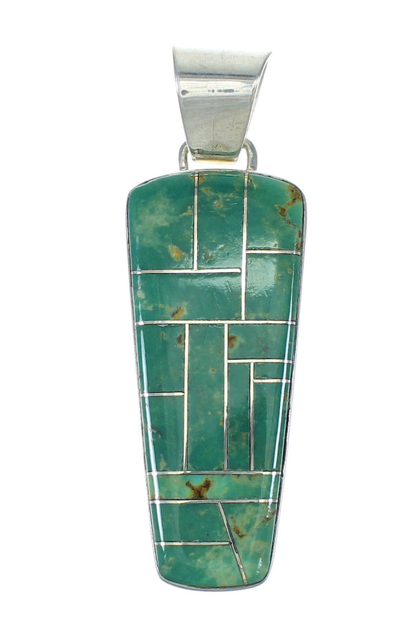 Turquoise Inlay Authentic Sterling Silver Southwest Pendant MX65189